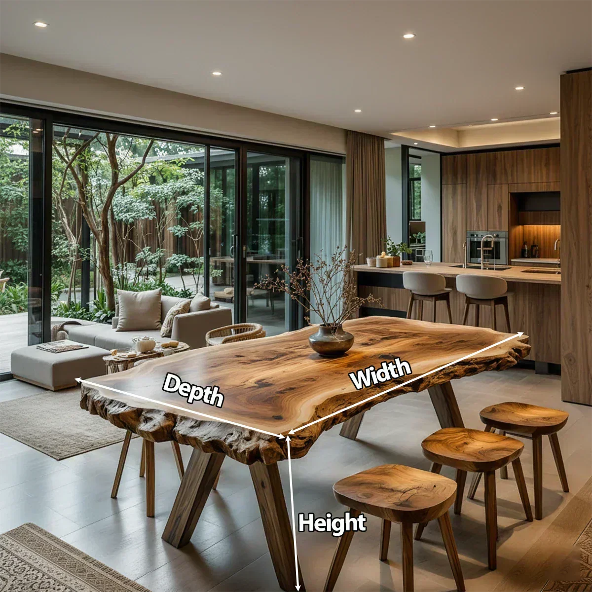 Live Edge Natural Solid Wood Dining Table – Handcrafted Luxury - Woodenecho