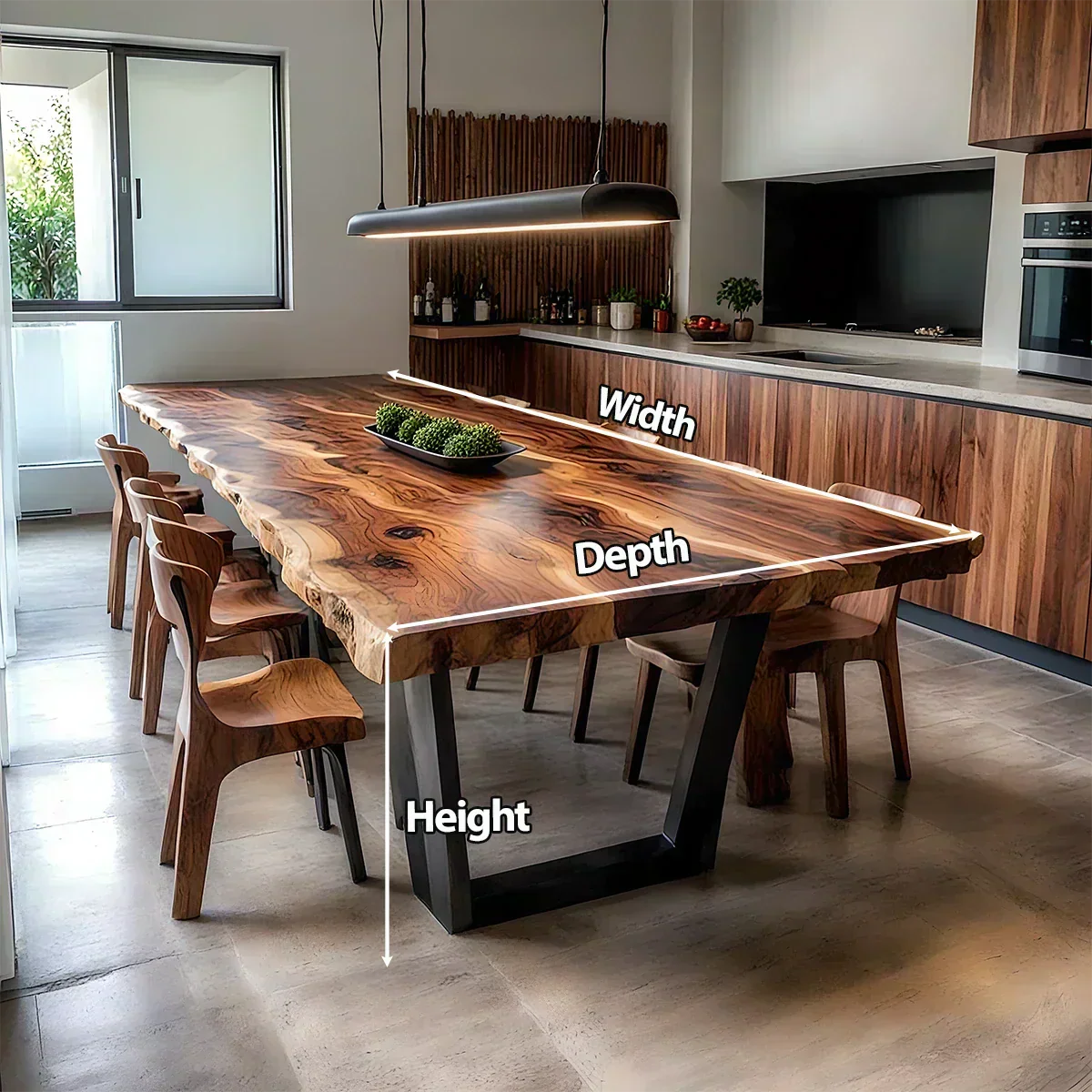 Natural Solid Wood Dining Table in Modern Rustic Luxury Style - Woodenecho