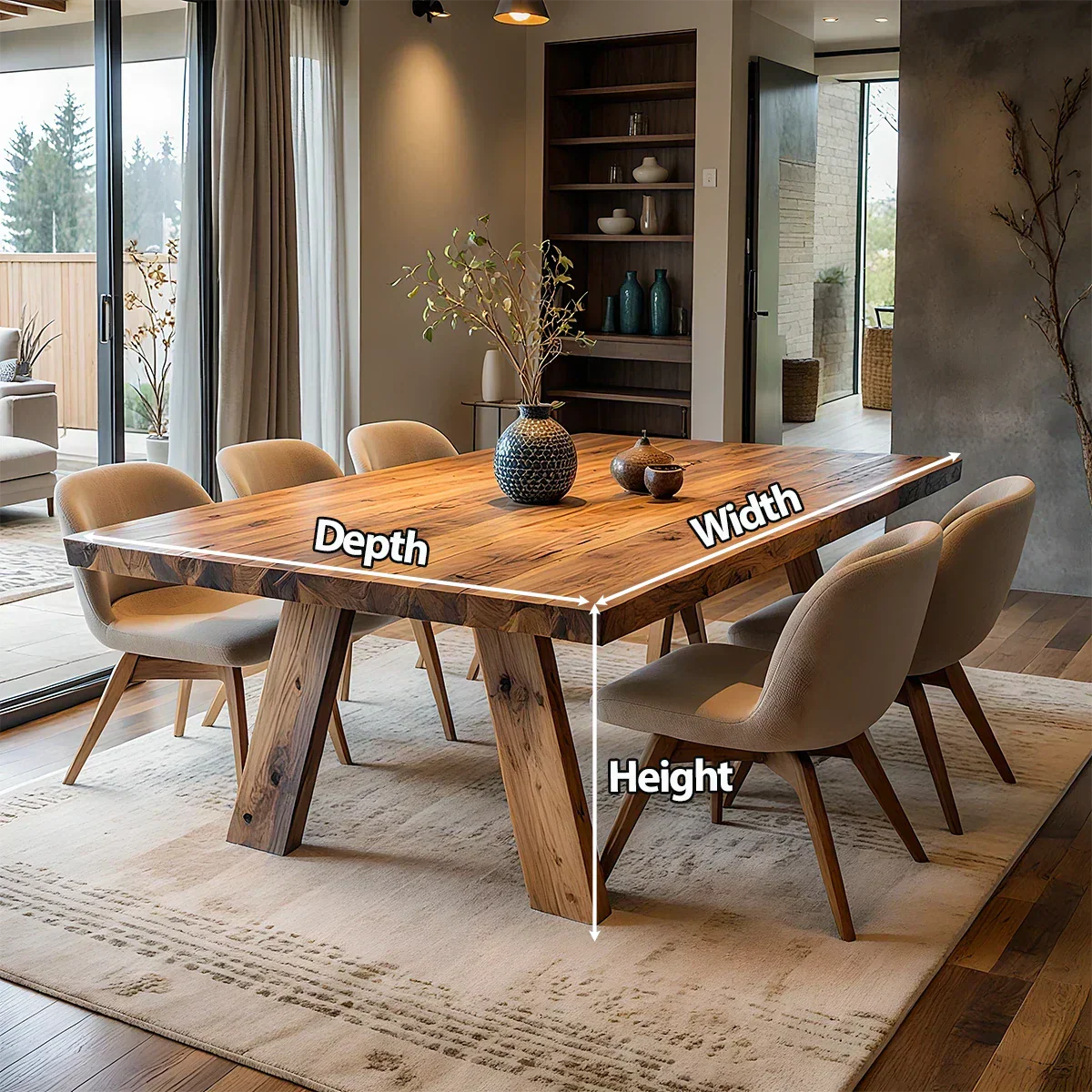 Natural Solid Wood Dining Table in Rustic Luxury Style – A Warm, Handcrafted Centerpiece - Woodenecho