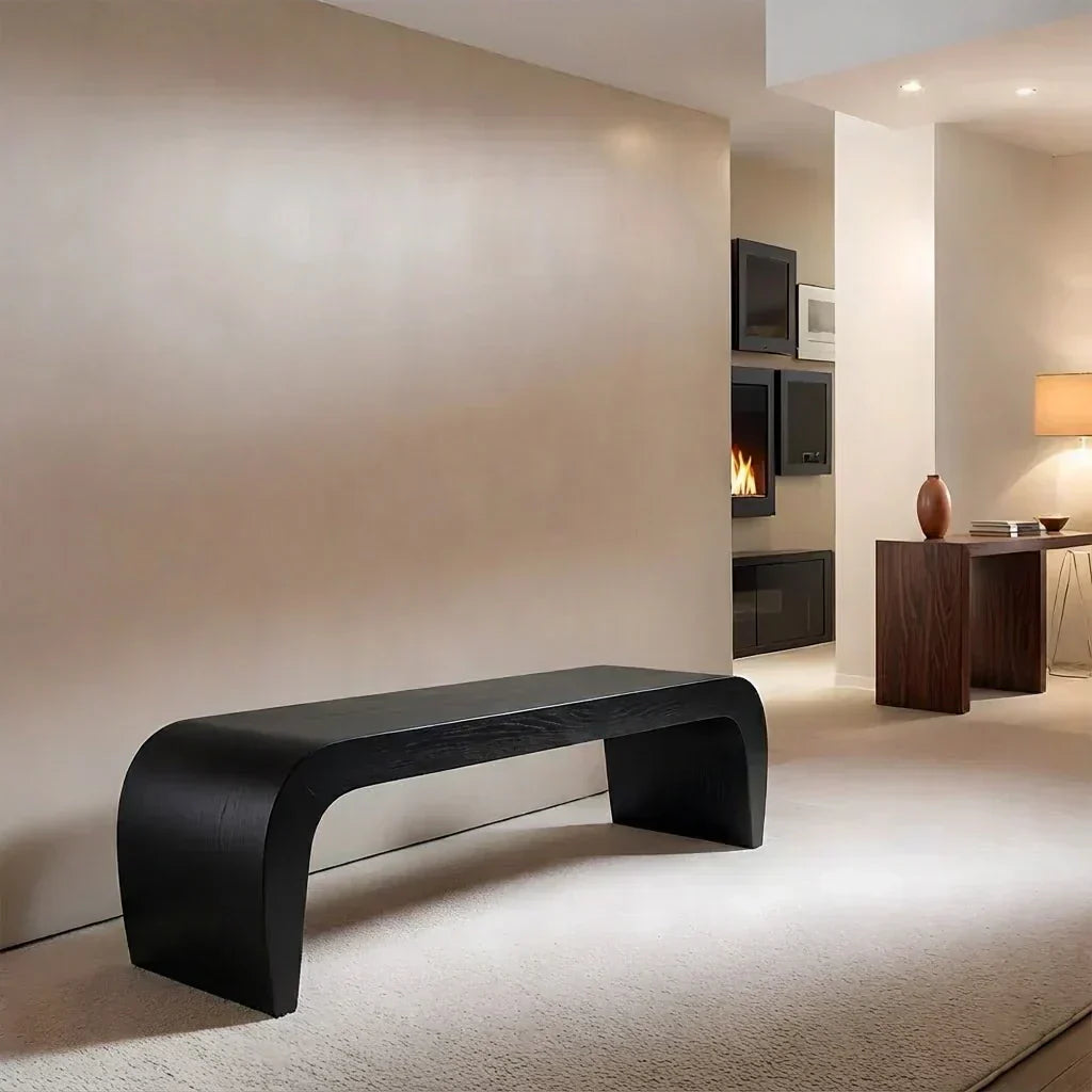 Sculpted Curved Bench in Natural Solid Wood – Modern Arc Edition - Woodenecho