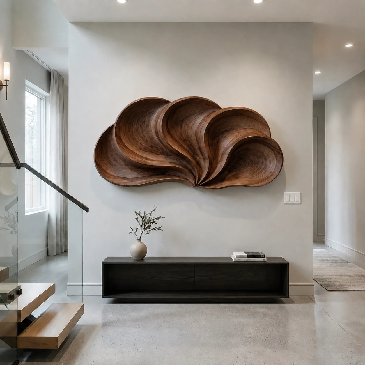 Biomorphic Wall Art with Flowing Curved Lobes in Natural Solid Wood - Woodenecho - 10