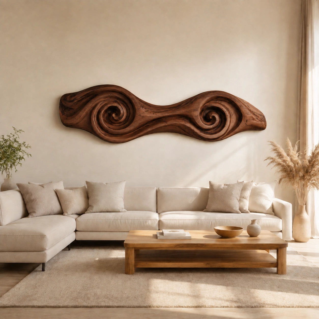 Sculptural Wall Art with Spiral-Carved Natural Solid Wood in Seven Sizes - Woodenecho - 9