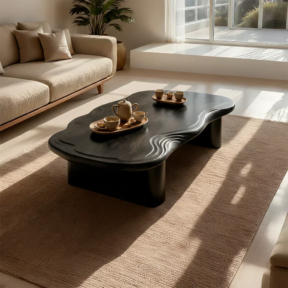 Organic Live Edge Coffee Table – Natural Wood Center Table for Modern Living Room
