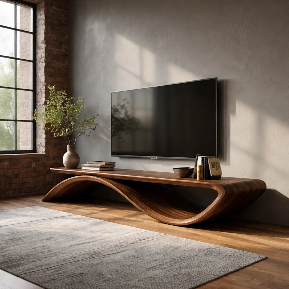 Wave-Carved TV Stands: When Functional Furniture Becomes Living Room Sculpture