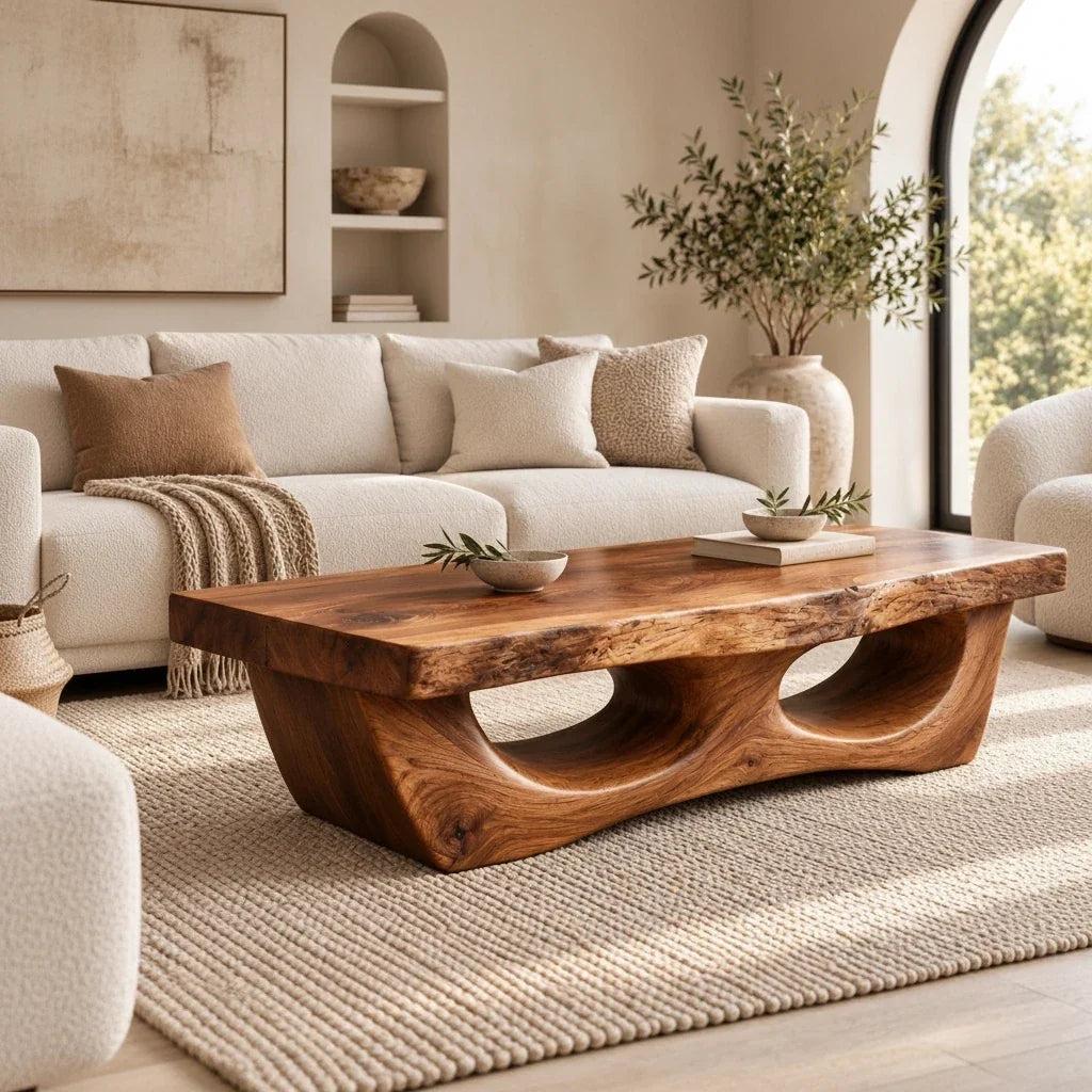 Wabi Sabi Coffee Tables: Slabs Cut Along the Trunk or Across It