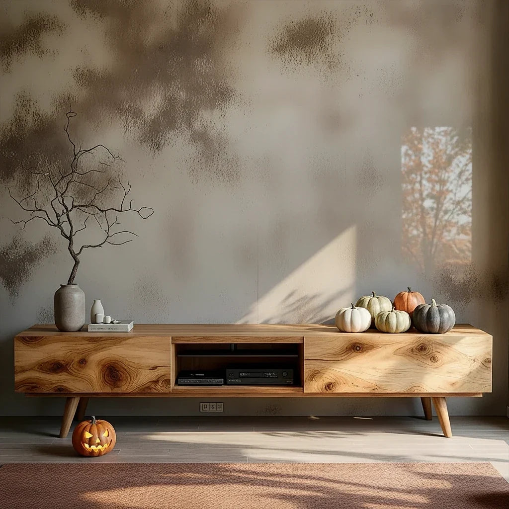 Wabi Sabi TV Stand Halloween Styling: Quiet Decor for Media Walls