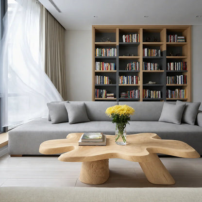 Organic Solid Walnut Coffee Table | Freeform Sculptural Wood Coffee Table for Modern Living Room