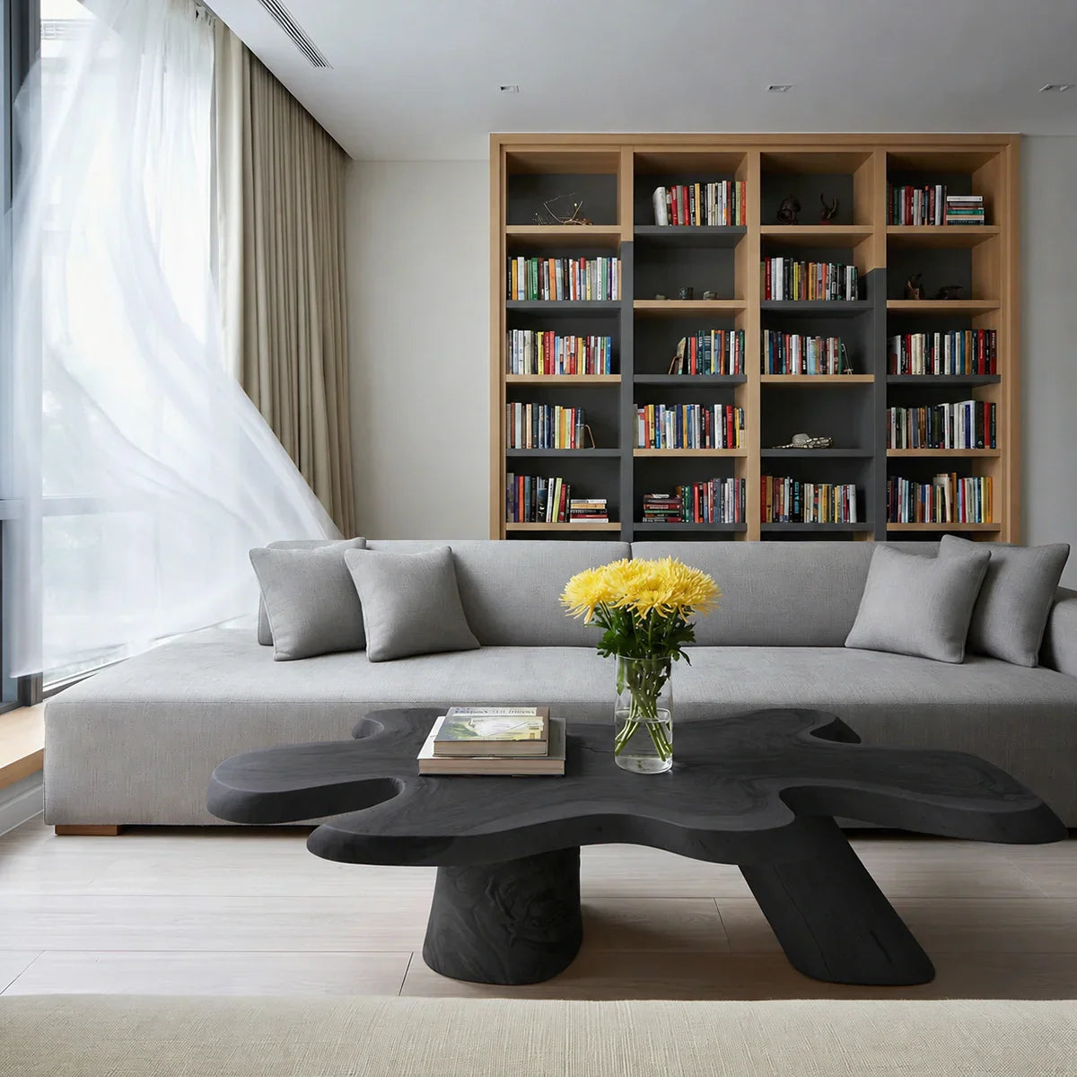 Organic Solid Walnut Coffee Table | Freeform Sculptural Wood Coffee Table for Modern Living Room