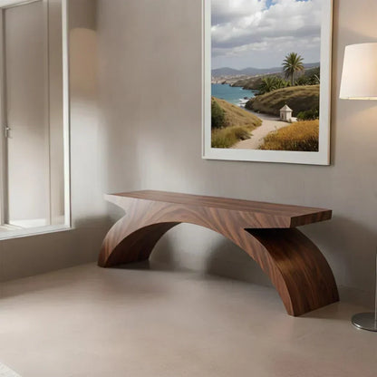 Arched Sculptural Bench in Natural Solid Wood – Wide Arc Edition - Woodenecho