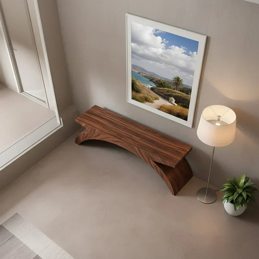 Arched Sculptural Bench in Natural Solid Wood – Wide Arc Edition - Woodenecho