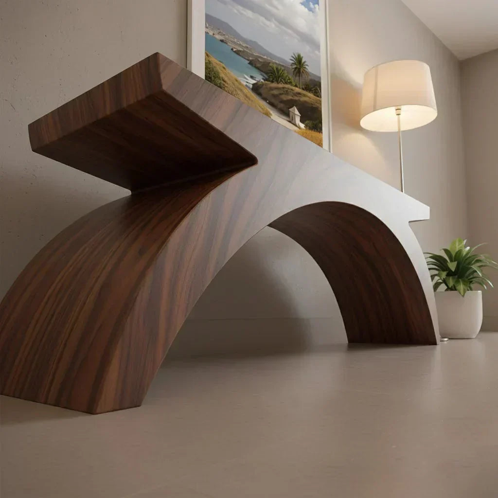 Arched Sculptural Bench in Natural Solid Wood – Wide Arc Edition - Woodenecho