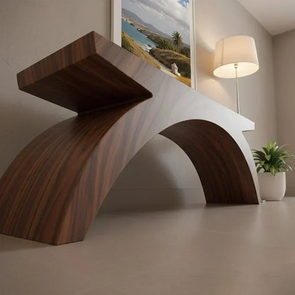 Arched Sculptural Bench in Natural Solid Wood – Wide Arc Edition - Woodenecho