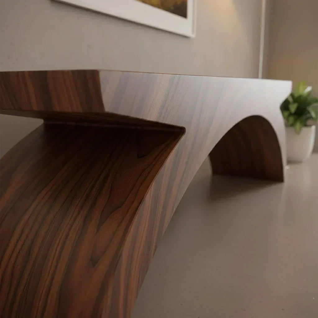 Arched Sculptural Bench in Natural Solid Wood – Wide Arc Edition - Woodenecho