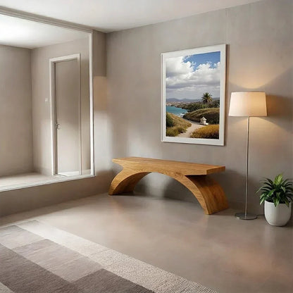 Arched Sculptural Bench in Natural Solid Wood – Wide Arc Edition - Woodenecho