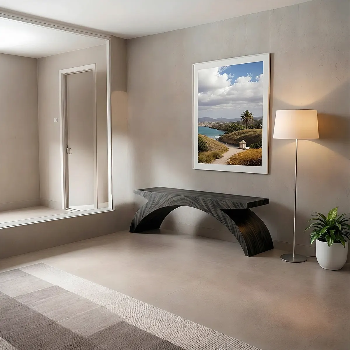 Arched Sculptural Bench in Natural Solid Wood – Wide Arc Edition - Woodenecho
