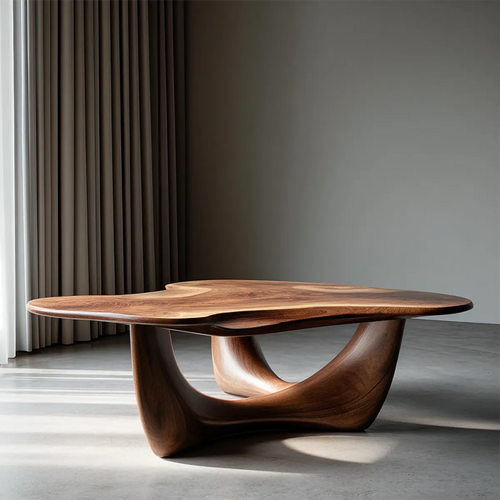 Asymmetrical Sculptural Coffee Table in Organic Natural Solid Wood - Woodenecho