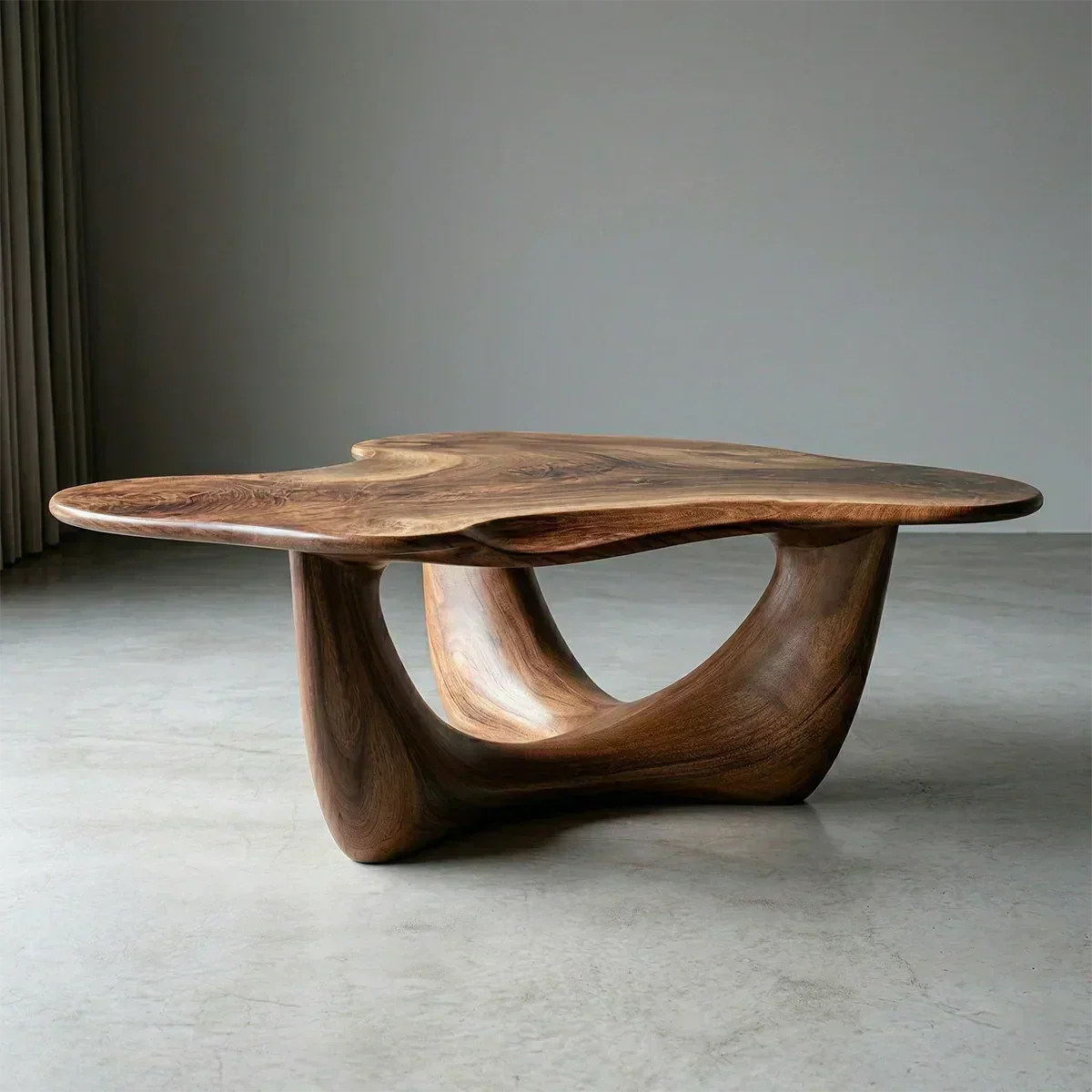 Asymmetrical Sculptural Coffee Table in Organic Natural Solid Wood - Woodenecho