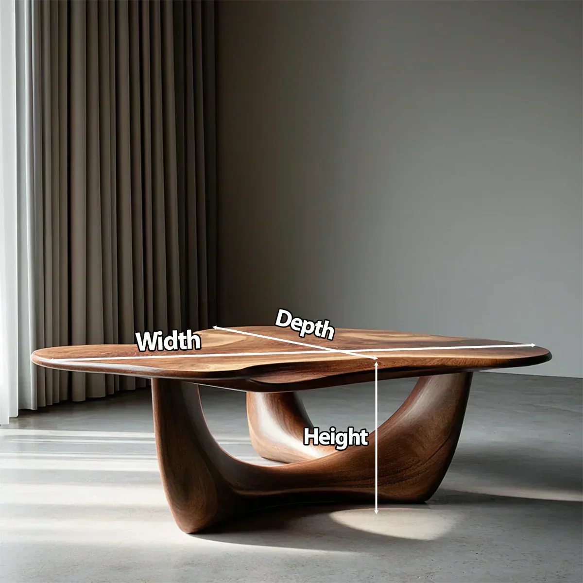 Asymmetrical Sculptural Coffee Table in Organic Natural Solid Wood - Woodenecho