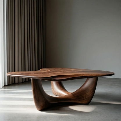 Asymmetrical Sculptural Coffee Table in Organic Natural Solid Wood - Woodenecho