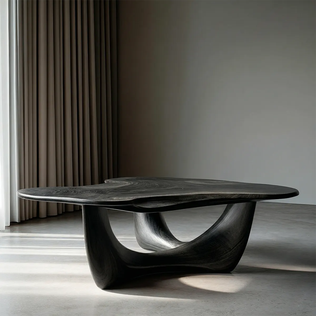 Asymmetrical Sculptural Coffee Table in Organic Natural Solid Wood - Woodenecho