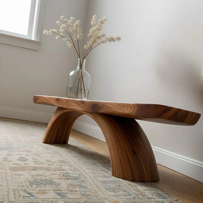 Curved Bench in Natural Solid Wood – Soft Arc Edition - Rustirawood