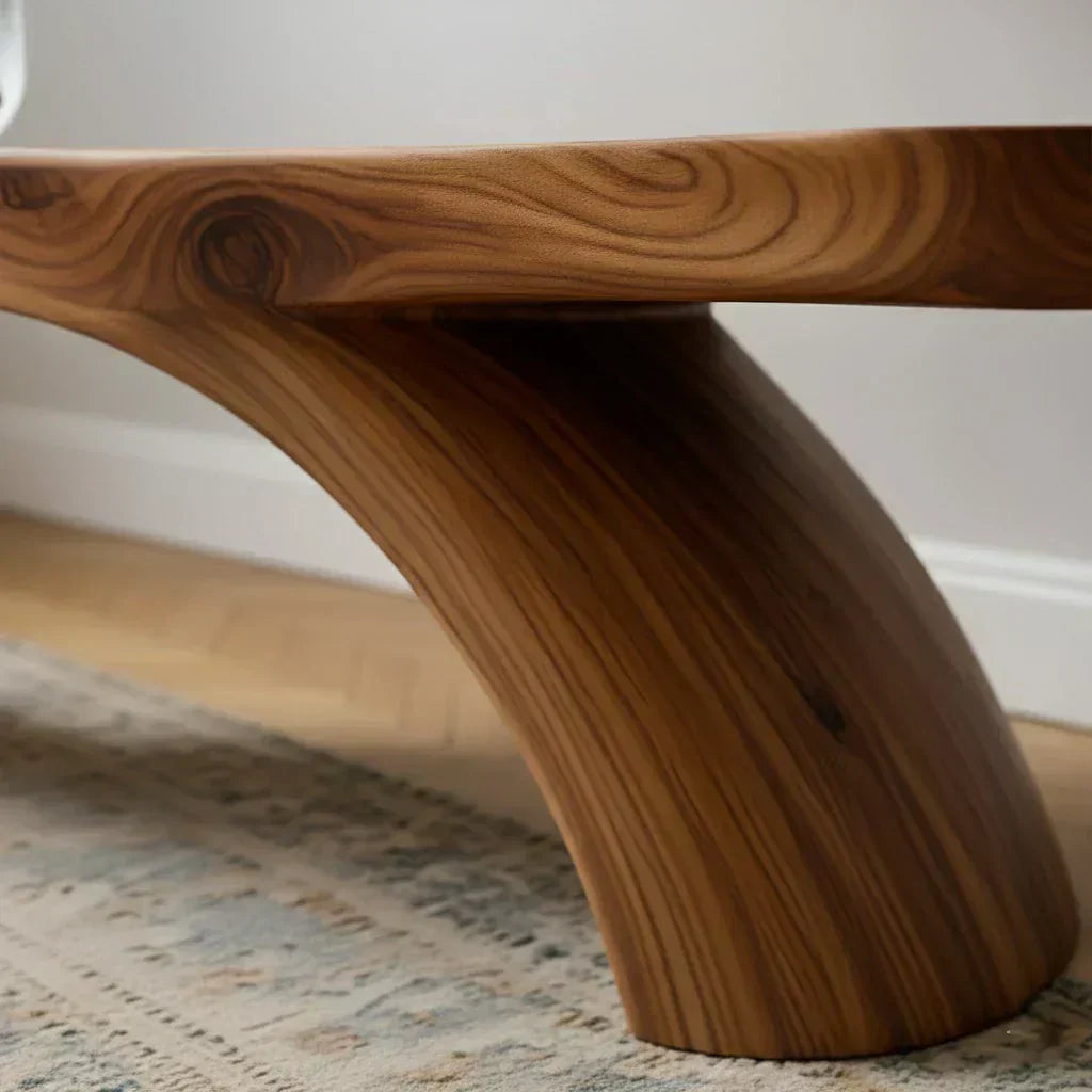 Curved Bench in Natural Solid Wood – Soft Arc Edition - Woodenecho