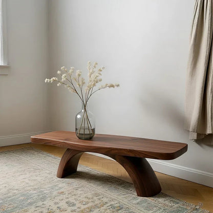 Curved Bench in Natural Solid Wood – Soft Arc Edition - Woodenecho