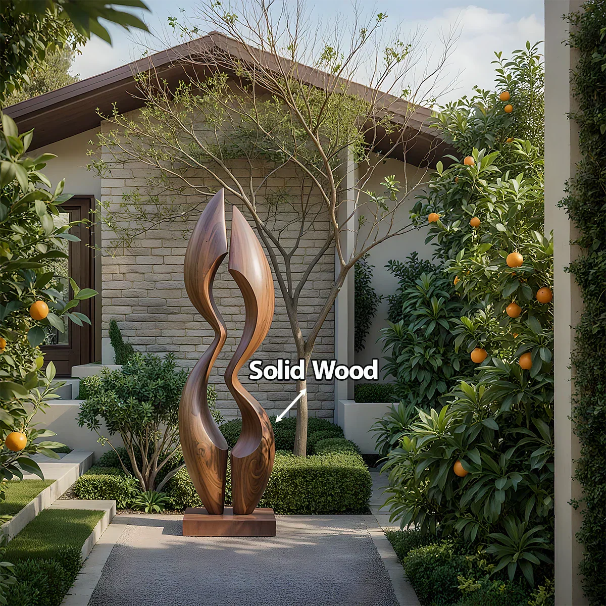 Dual Crest Abstract Sculpture for Modern Spaces - Rustirawood