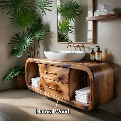 Elysian Bathroom Vanity – Natural Solid Wood Organic Modern - Woodenecho