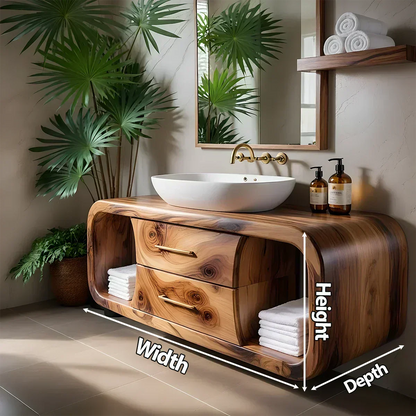 Elysian Bathroom Vanity – Natural Solid Wood Organic Modern - Woodenecho