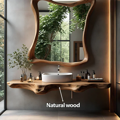 Floating Bathroom Vanity With Organic Live Edge - Rustirawood