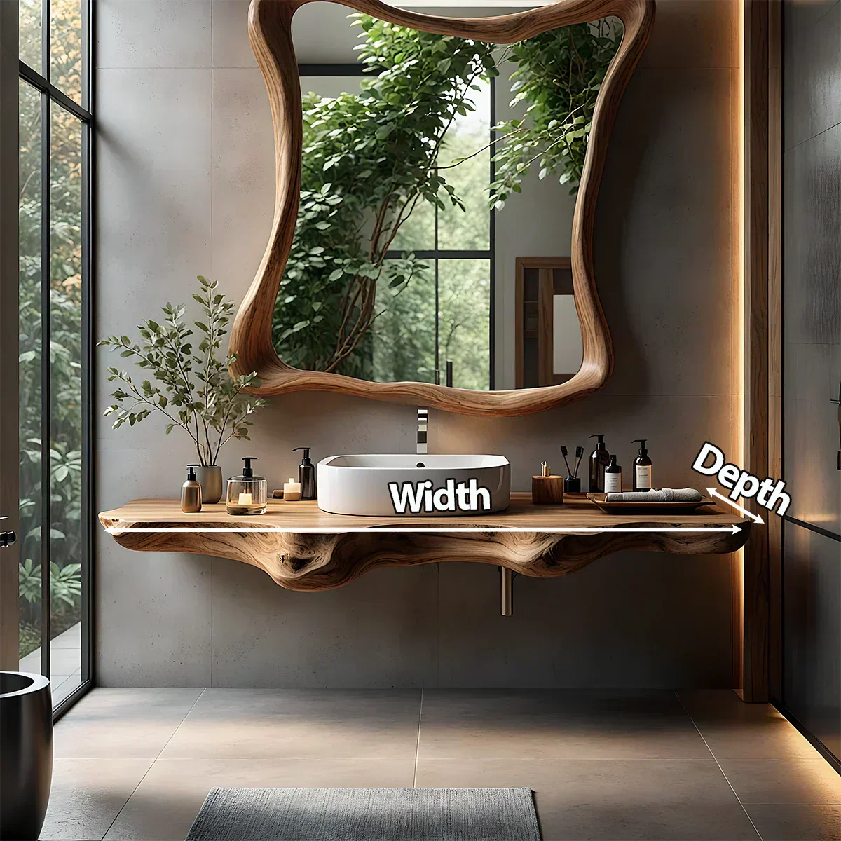Floating Bathroom Vanity With Organic Live Edge - Rustirawood