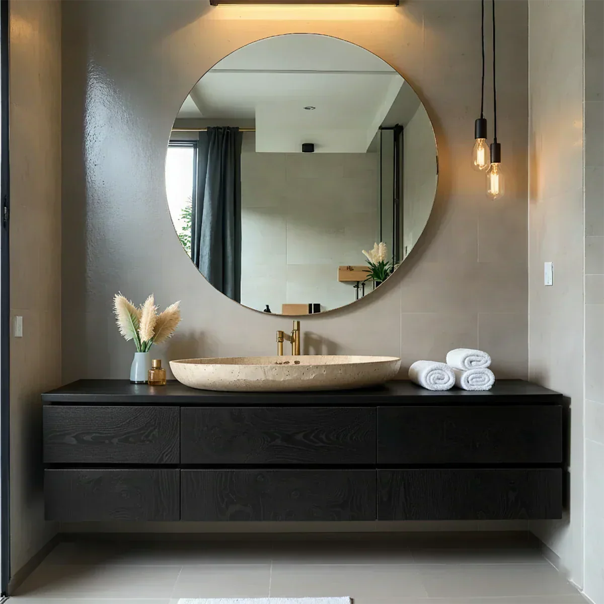 Floating Solid Wood Bathroom Vanity with Modern Storage - Rustirawood