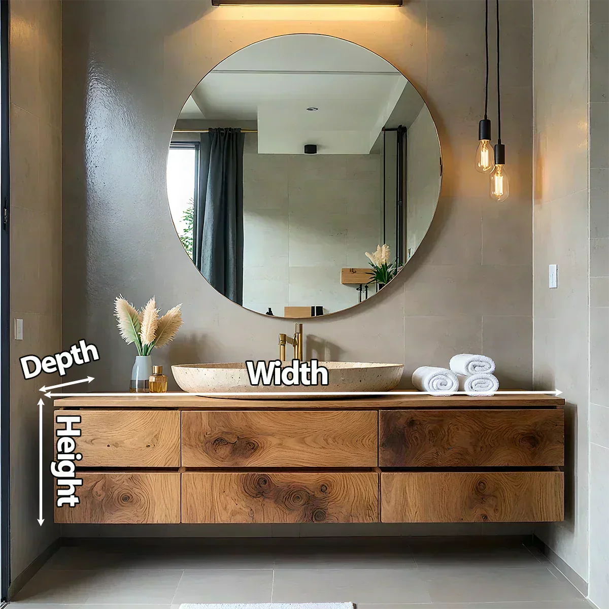 Floating Solid Wood Bathroom Vanity with Modern Storage - Woodenecho