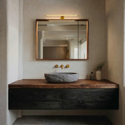 Floating Traditional Bathroom Vanity Cabinet in Natural Solid Wood - Woodenecho