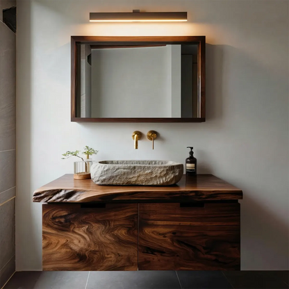 Floating Traditional Bathroom Vanity Cabinet in Natural Solid Wood - Woodenecho