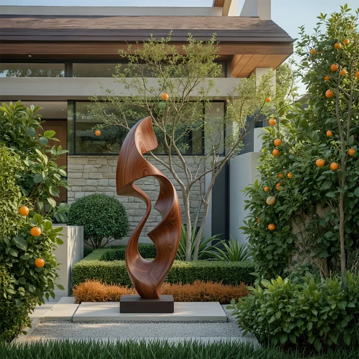 Fluid Wave Abstract Sculpture for Contemporary Spaces - Rustirawood