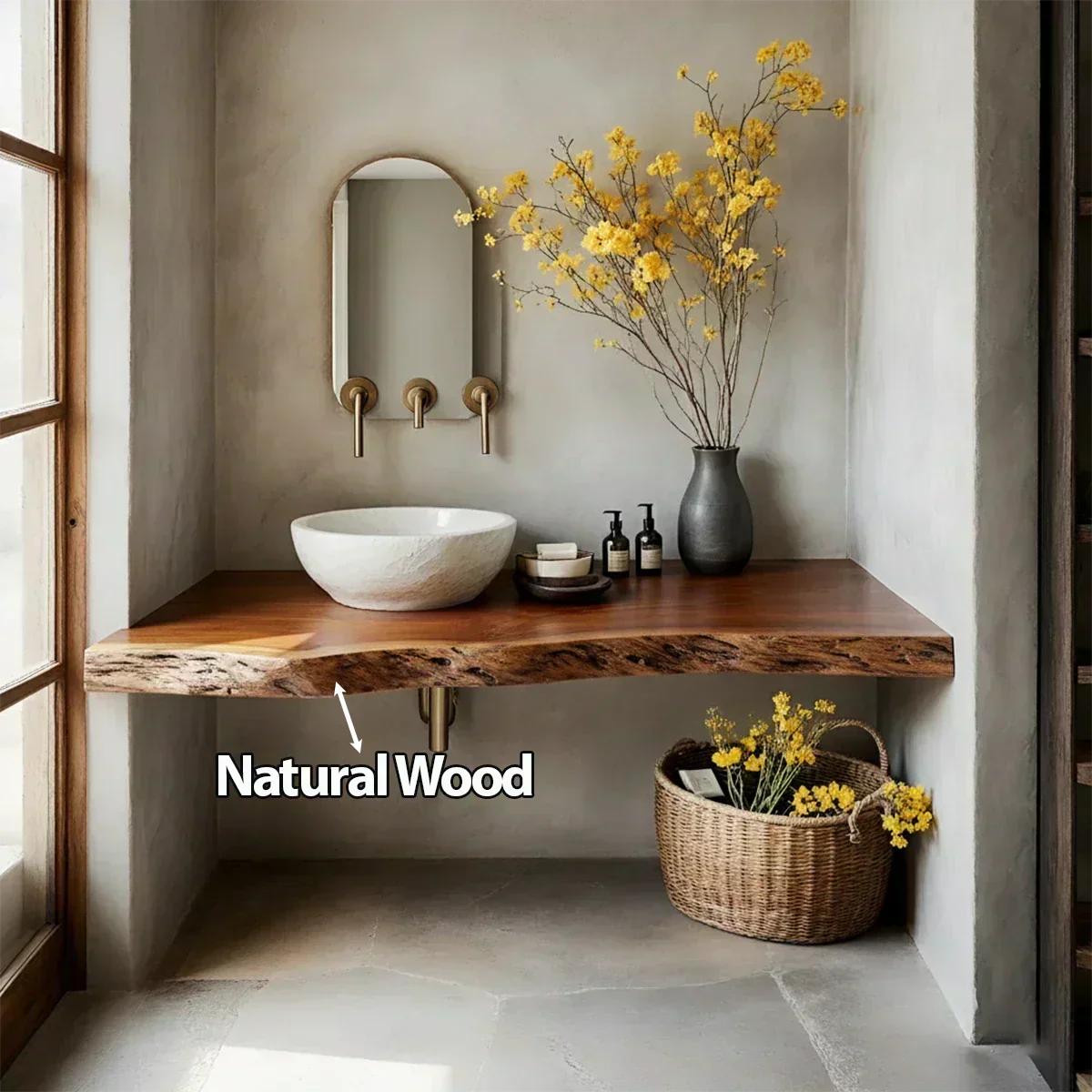 Handcrafted Live Edge Floating Vanity – Natural Solid Wood - Rustirawood