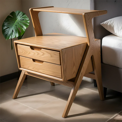 Handcrafted Natural Solid Wood Sculptural Nightstand - Rustirawood