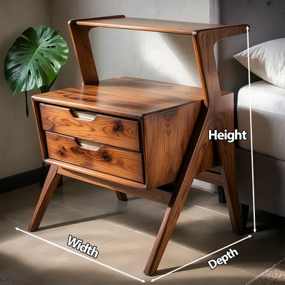 Handcrafted Natural Solid Wood Sculptural Nightstand - Woodenecho