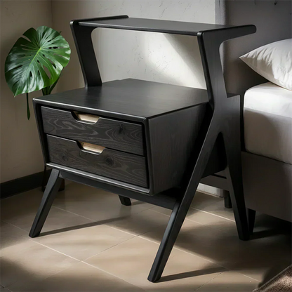 Handcrafted Natural Solid Wood Sculptural Nightstand - Woodenecho