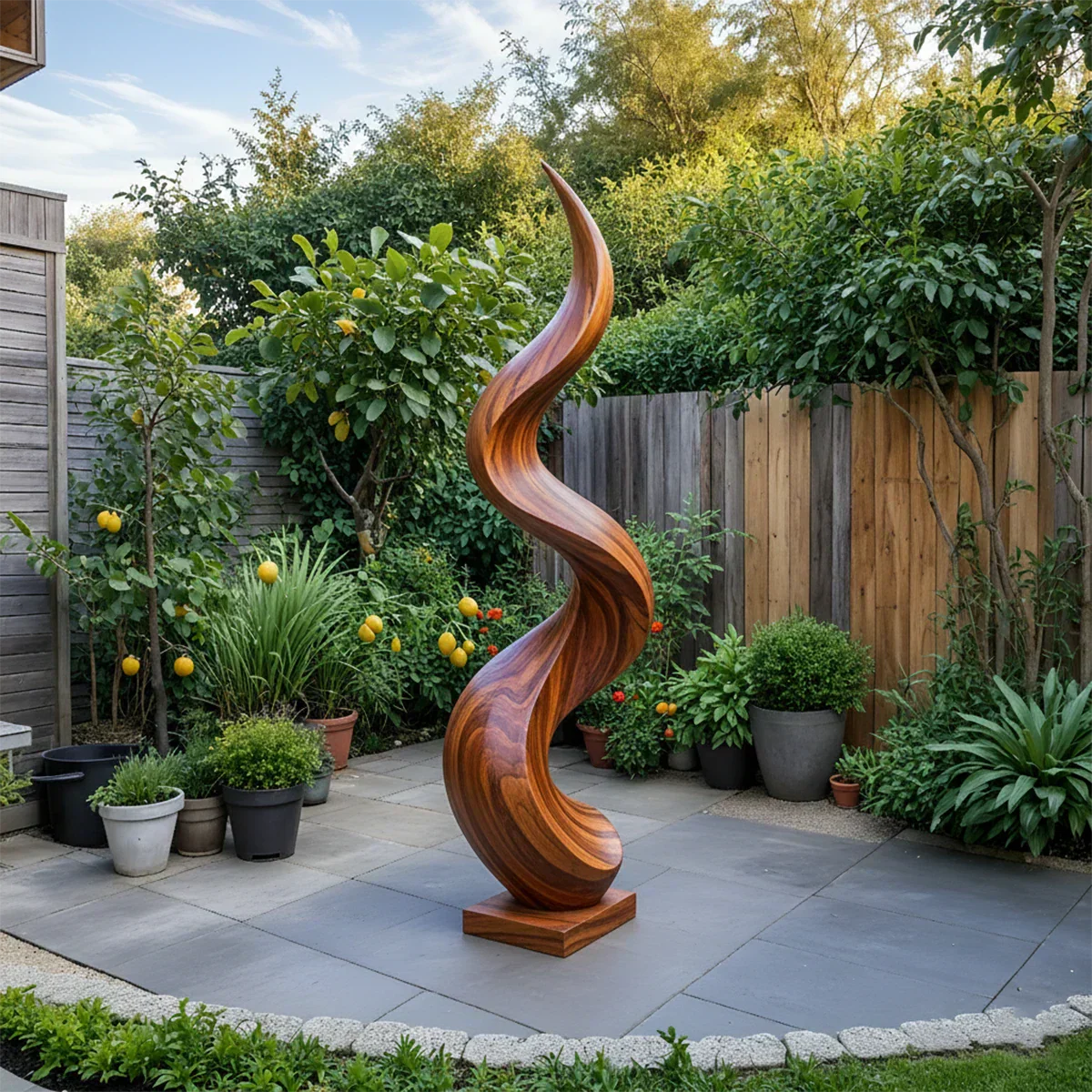 Handcrafted Natural Wood Abstract Sculpture – Modern Curved Art - Rustirawood