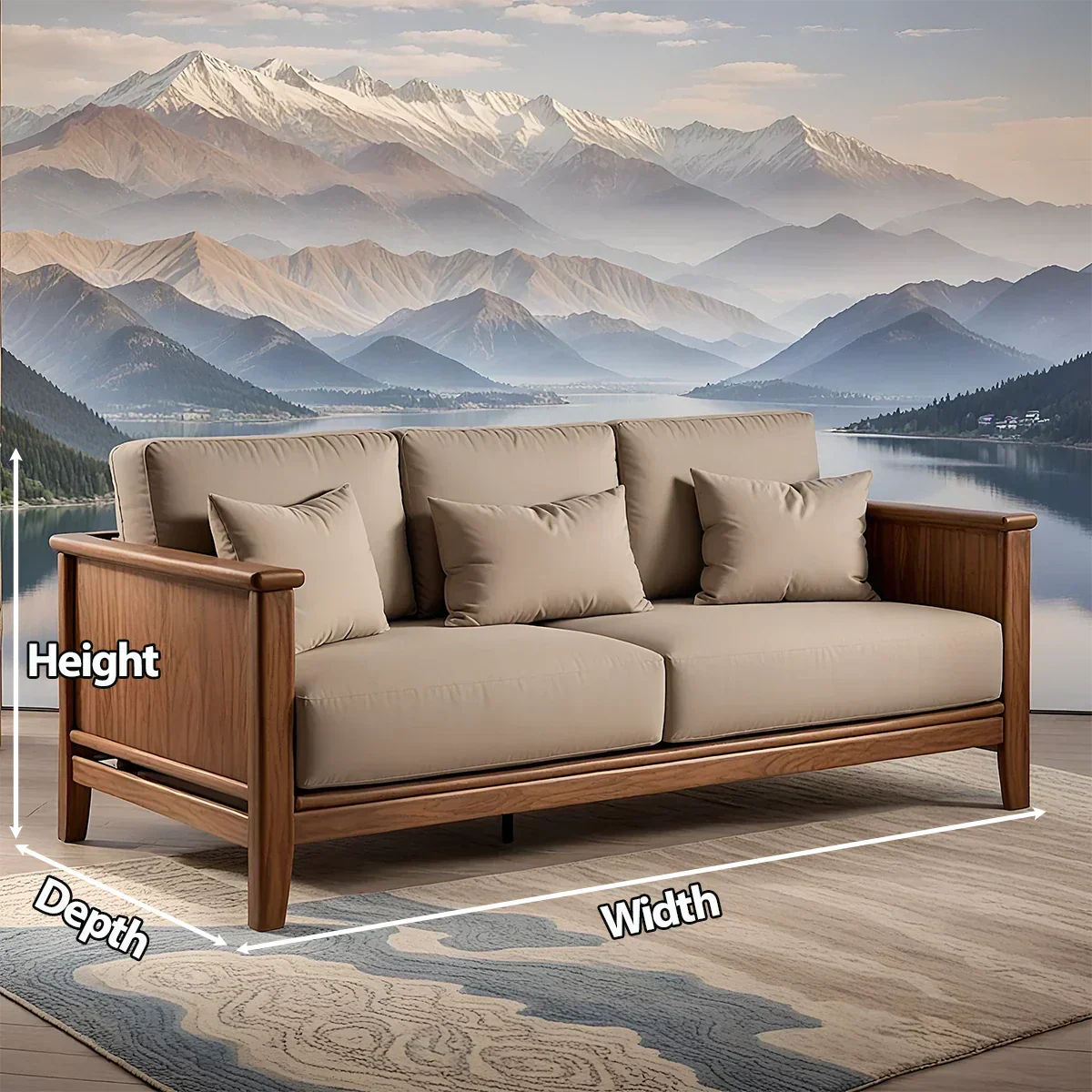 Handcrafted Solid Wood Cotton Sofa – Minimalist Rustic Comfort - Rustirawood