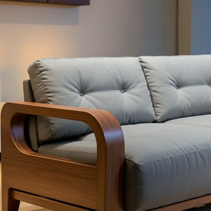 Handcrafted Solid Wood Cotton Sofa – Minimalist Urban Modern - Rustirawood