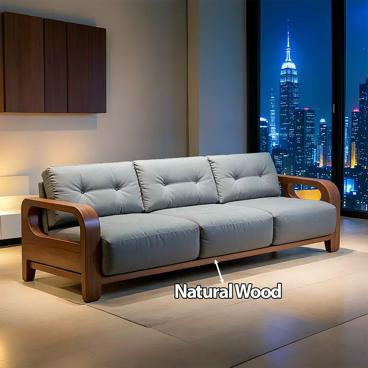 Handcrafted Solid Wood Cotton Sofa – Minimalist Urban Modern - Woodenecho