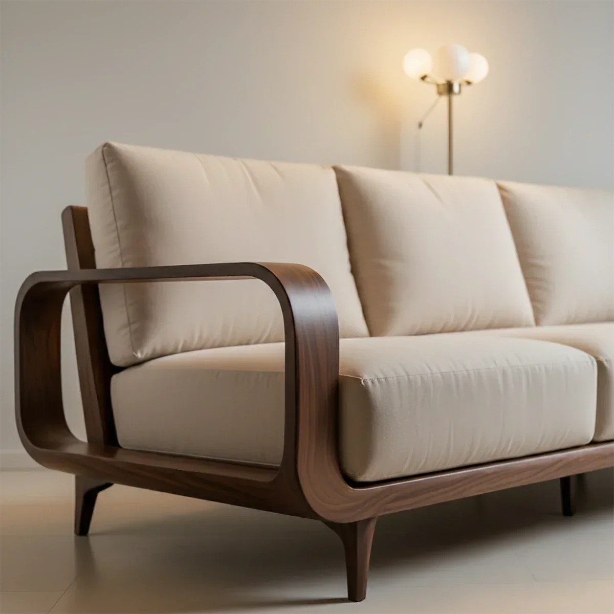 Handcrafted Solid Wood Cotton Sofa – Rustic Minimalist Design - Rustirawood