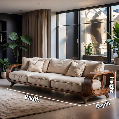 Handcrafted Solid Wood Cotton Sofa – Rustic Modern Living - Rustirawood