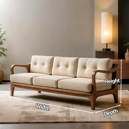 Handcrafted Solid Wood Cotton Sofa – Rustic Modern Minimalist - Rustirawood