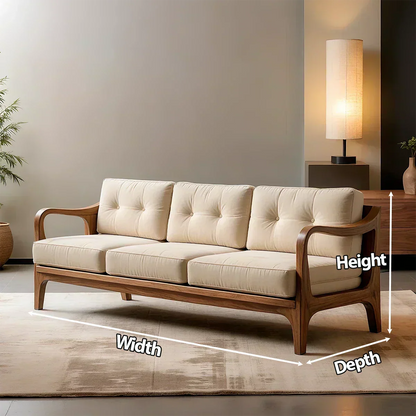 Handcrafted Solid Wood Cotton Sofa – Rustic Modern Minimalist - Woodenecho