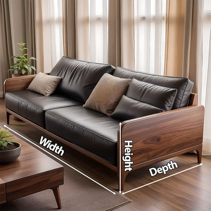Handcrafted Solid Wood Leather Sofa – Premium Modern Design - Rustirawood